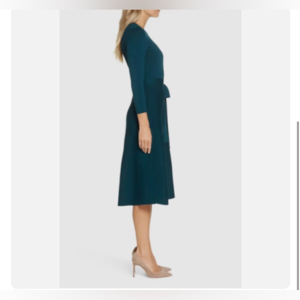 Eliza J Crew Neck Fit & Flare Sweater Midi Dress Sz Large - Picture 7 of 7